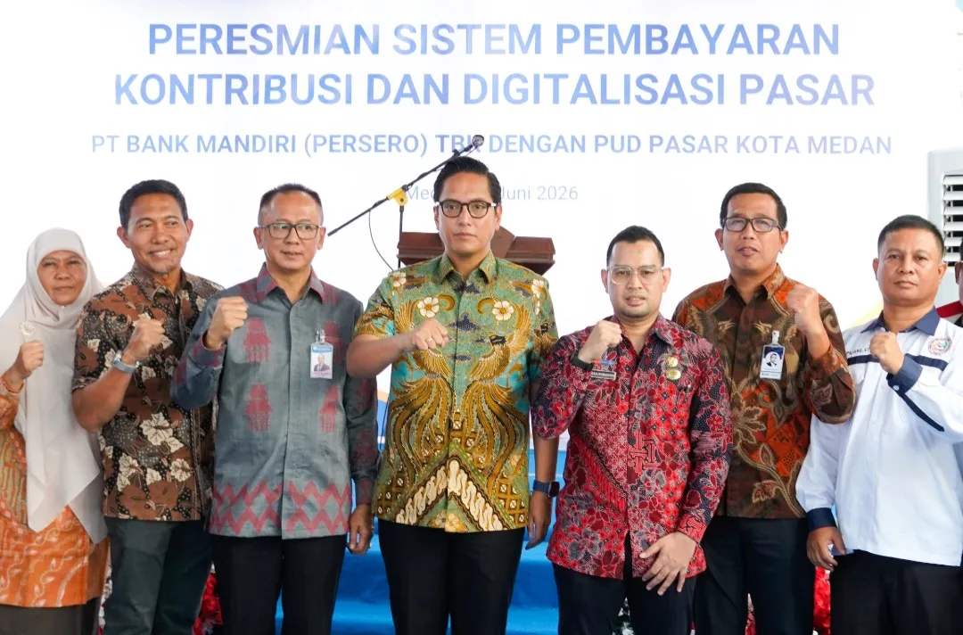Dorong Digitalisasi Pasar Rakyat, Bank Mandiri Region I/Sumatera 1 Dan PUD Pasar Medan Resmikan Sistem Pembayaran Kontribusi