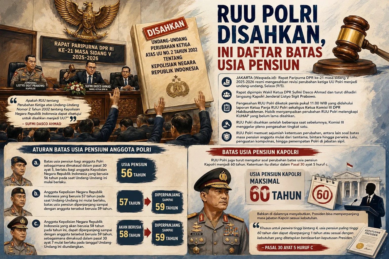 RUU Polri Disahkan, Ini Daftar Batas Usia Pensiun