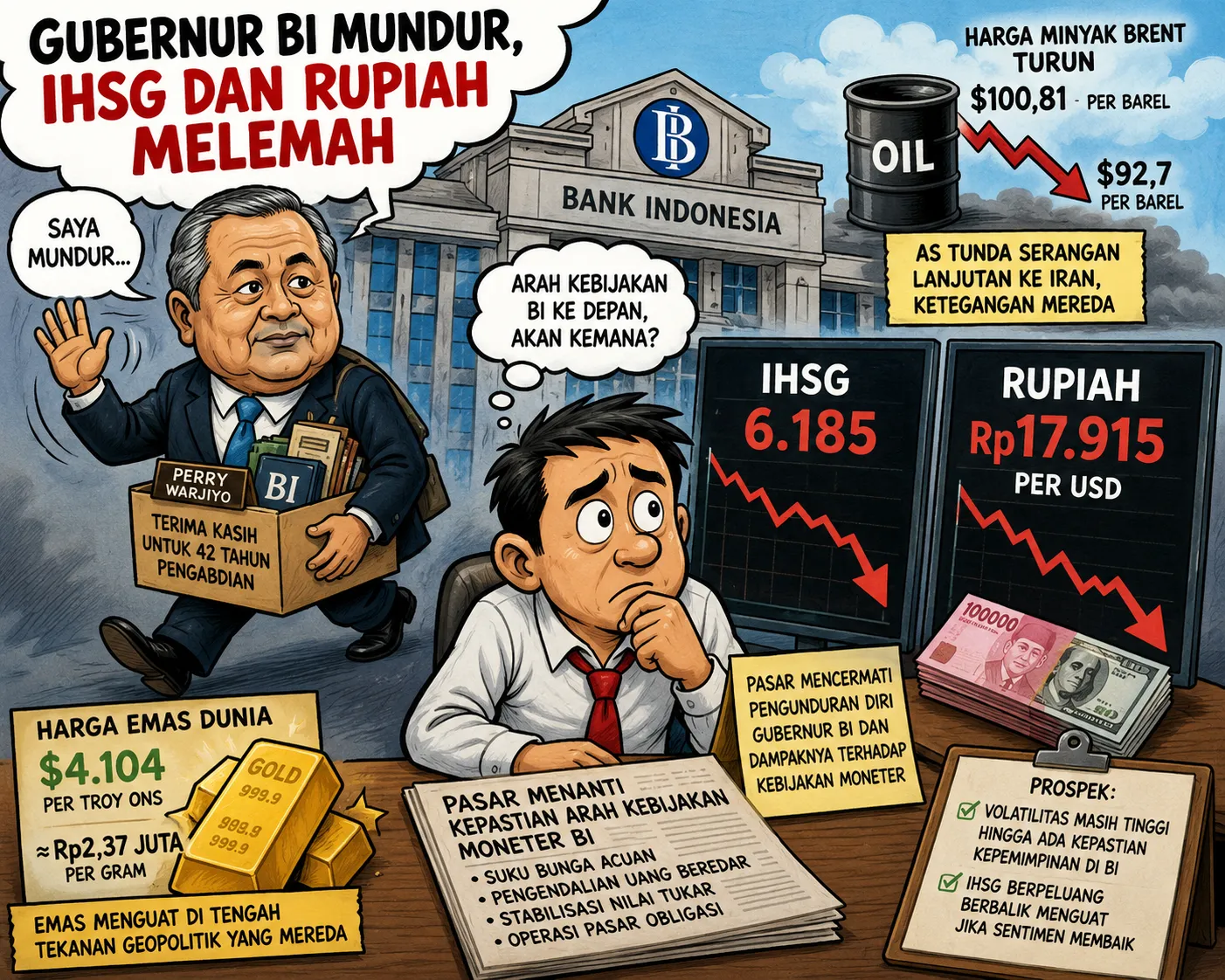 IHSG Dan Rupiah Melemah Usai Perry Warjiyo Mundur Dari BI