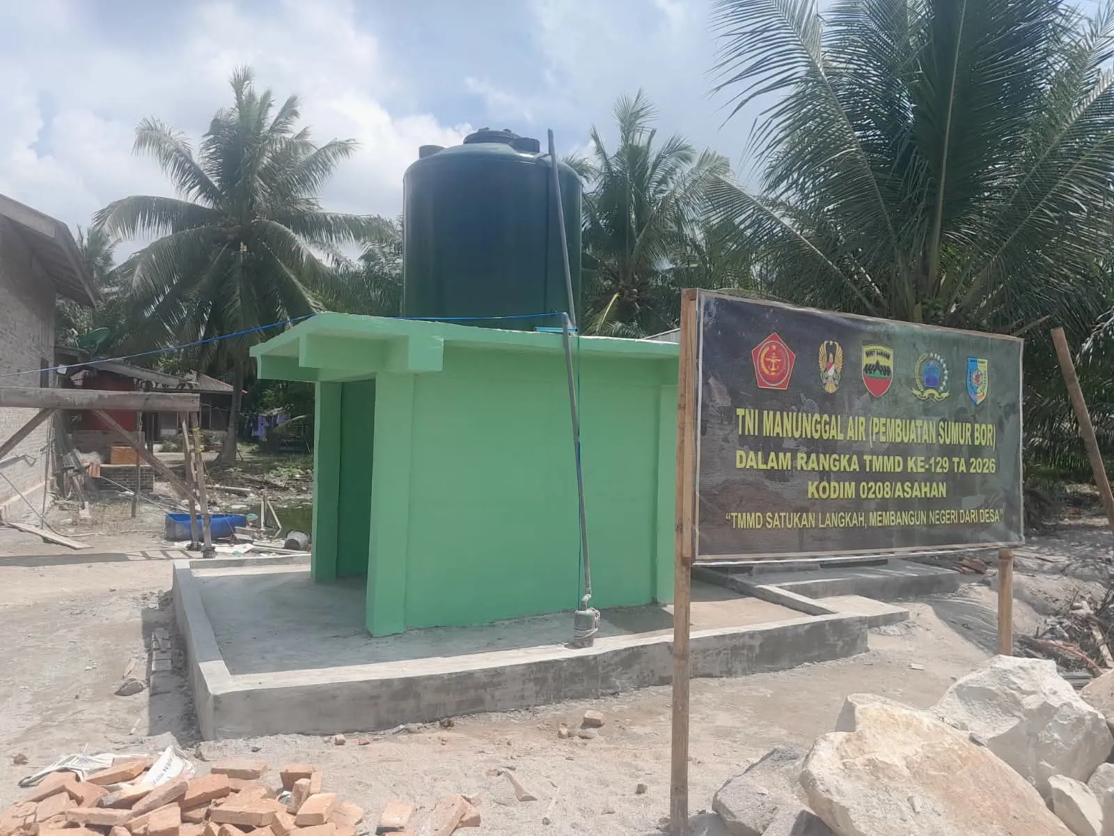 Satgas TMMD Ke-129 TA 2026 Kodim 0208/Asahan Rampungkan Sarana Air Bersih Warga Dusun III