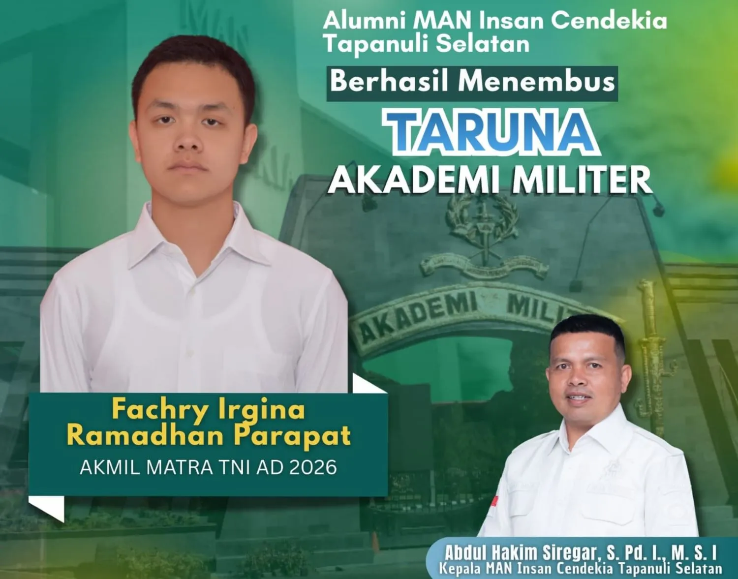 Fachry Parapat, Alumni MAN IC Tapsel Lolos Akademi Militer