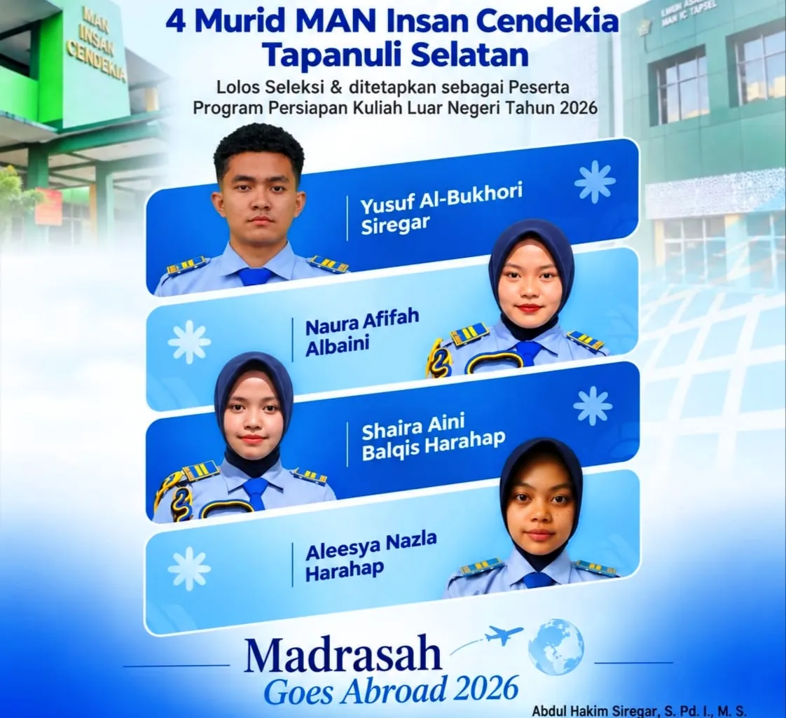 Empat Murid MAN IC Tapsel Tembus Madrasah Goes Abroad 2026 Kemenag RI