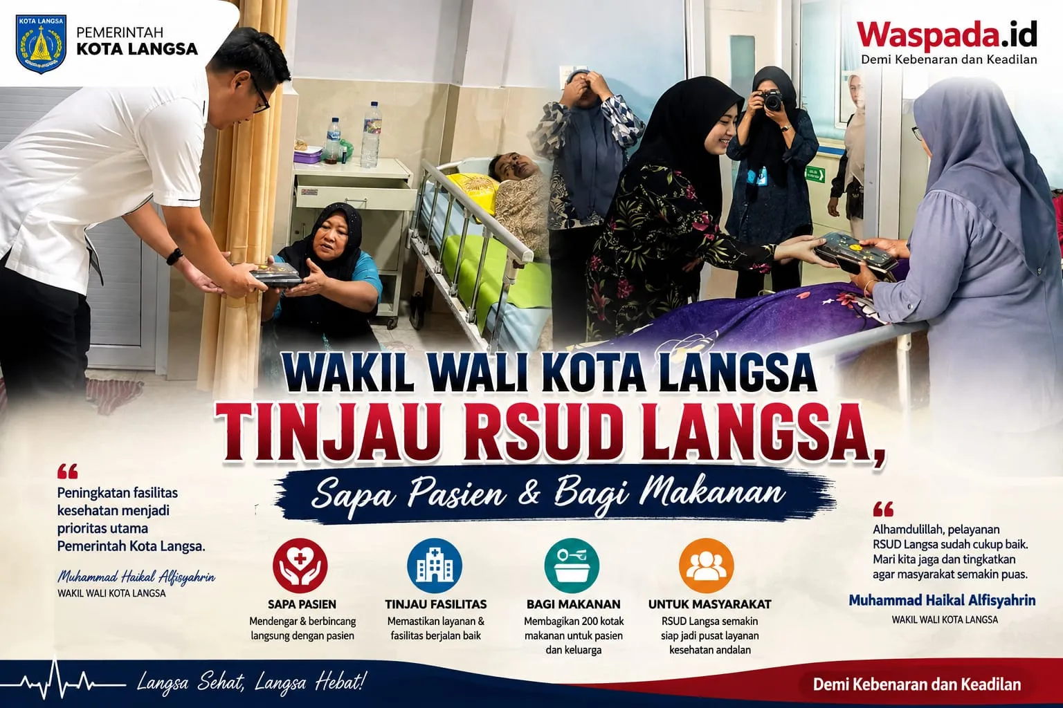 Wakil Wali Kota Langsa Tinjau RSUD Langsa, Sapa Pasien dan Bagi Makanan