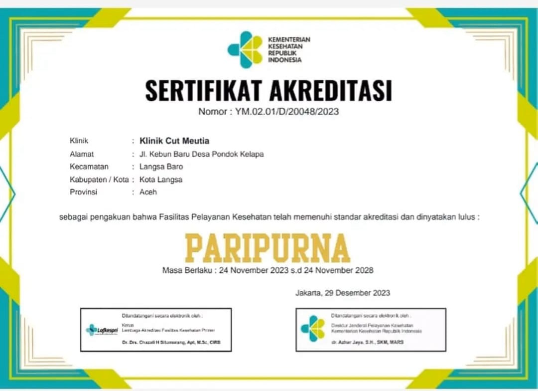 Klinik Cut Meutia Raih Akreditasi Paripurna