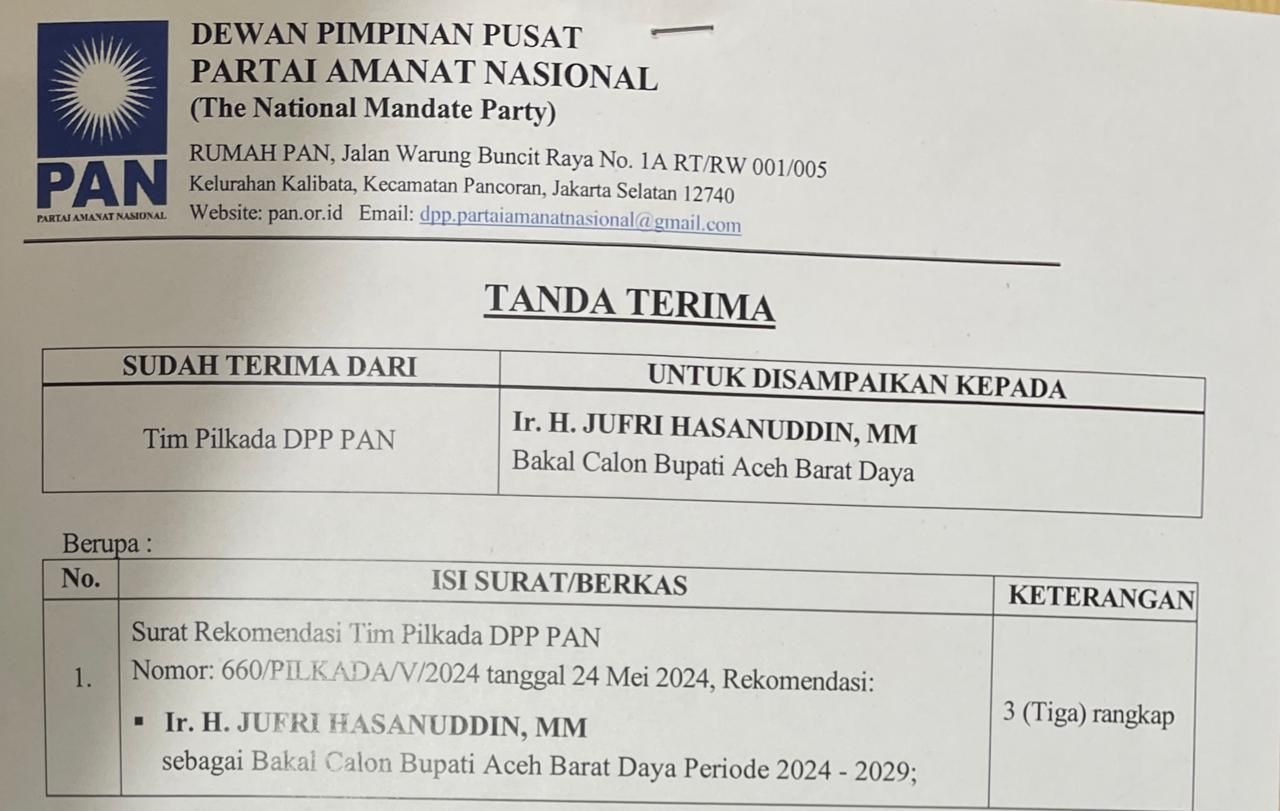 Mantan Bupati Jufri Kantongi Rekomendasi PAN