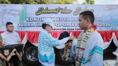 Pj Wali Kota Banda Aceh Sambut Kepulangan Atlet Juara Umum Popda