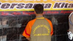 Tersangka JSM saat press release di Polres Asahan. Waspada/Bustami Chie Pit