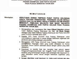 Sah, Golkar Usung Irsan Efendi Nasution Dan Ali Muda Siregar Di Pilkada Padangsidimpuan