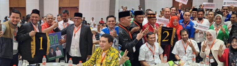 Cagub-Cawagub Bustami Hamzah - Fadhil Rahmi mendapatkan nomor urut 01 dan Cagub-Cawagub Muzakir Manaf - Fadhlullah nomor urut 02. (Waspada/Ist)