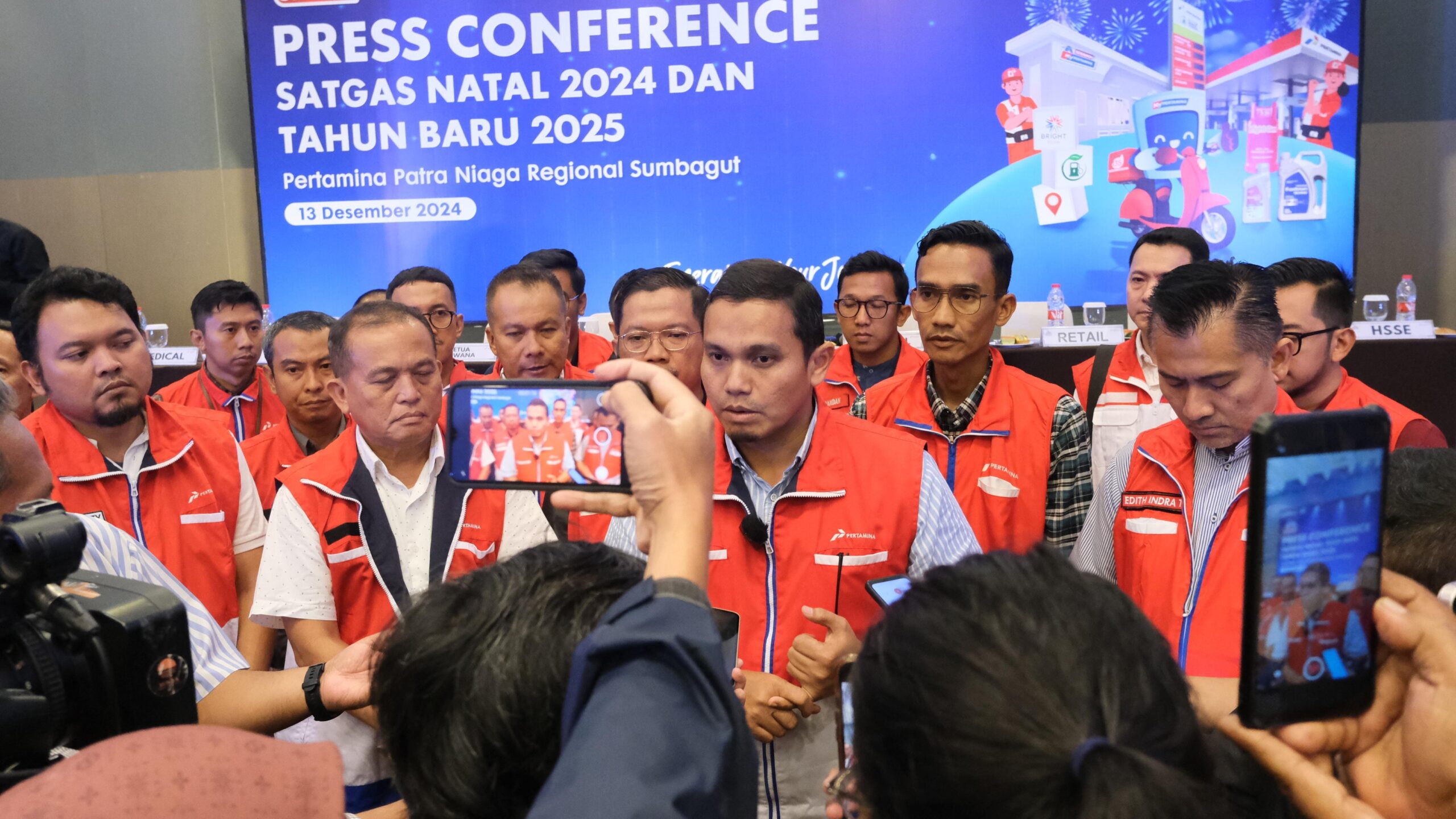 Executive General Manager Pertamina Patra Niaga Regional Sumbagut, Freddy Anwar saat Press Conference Satgas Nataru Pertamina Patra Niaga Regional Sumbagut 2024 di Medan, Jumat (13/12).