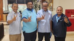 Ketua DPP SP LEM Arif Minardi, Ketua PUK SP LEM Inalum M. Agus Salim Kaban, Ketua KSPSI Jamhur Hidayat dan Ketua DPC SP LEM Kab Batubara Firman Usman.