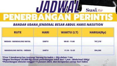 Berikut Jadwal Resmi Penerbangan Perdana Bandara AH Nasution