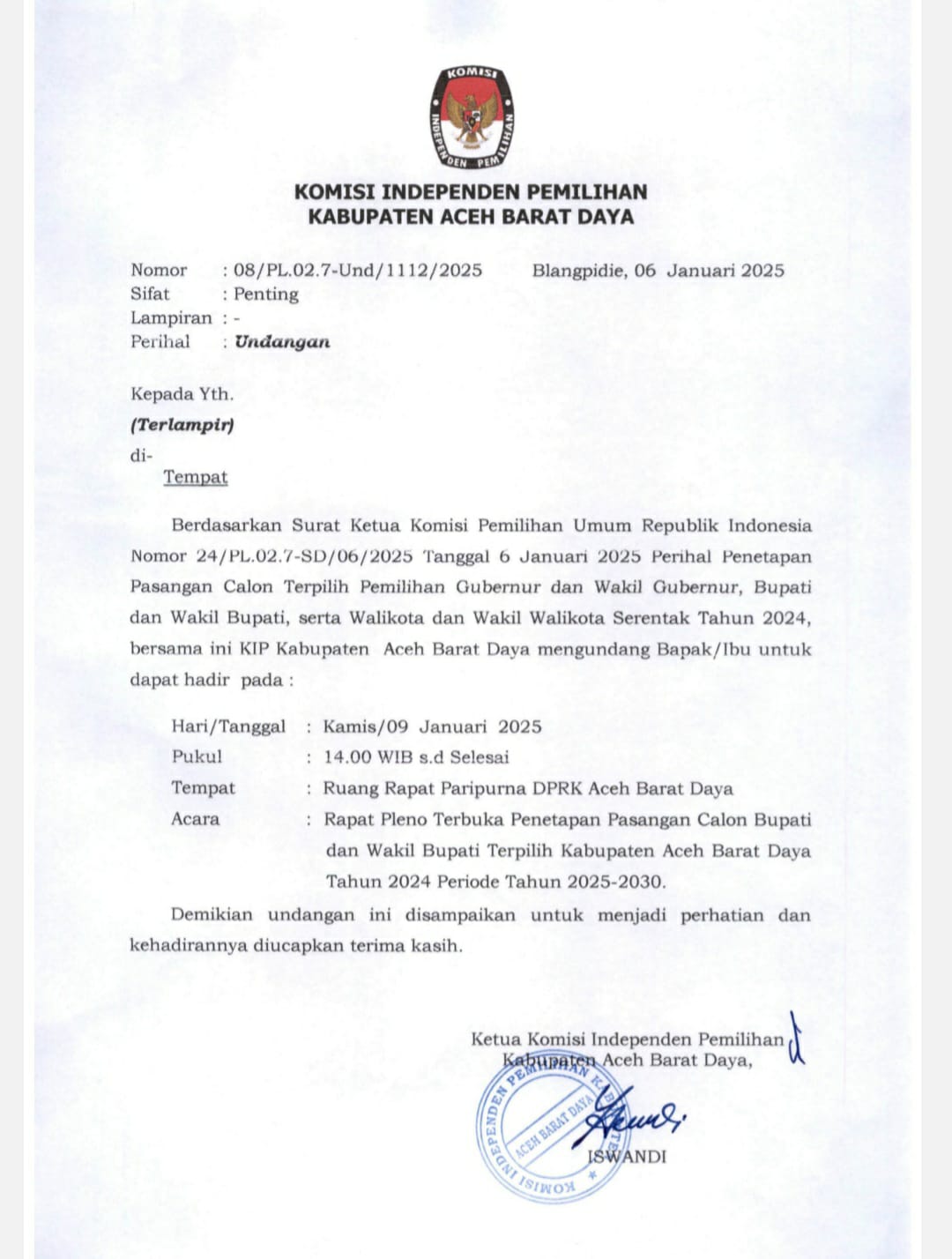 Ini Jadwal, Penetapan Bupati-Wakil Bupati Abdya Terpilih