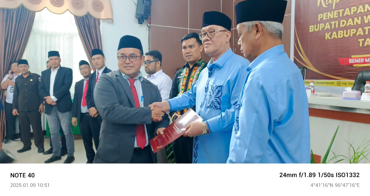 KIP Bener Meriah Tetapkan Bupati Dan Wakil Bupati Terpilih