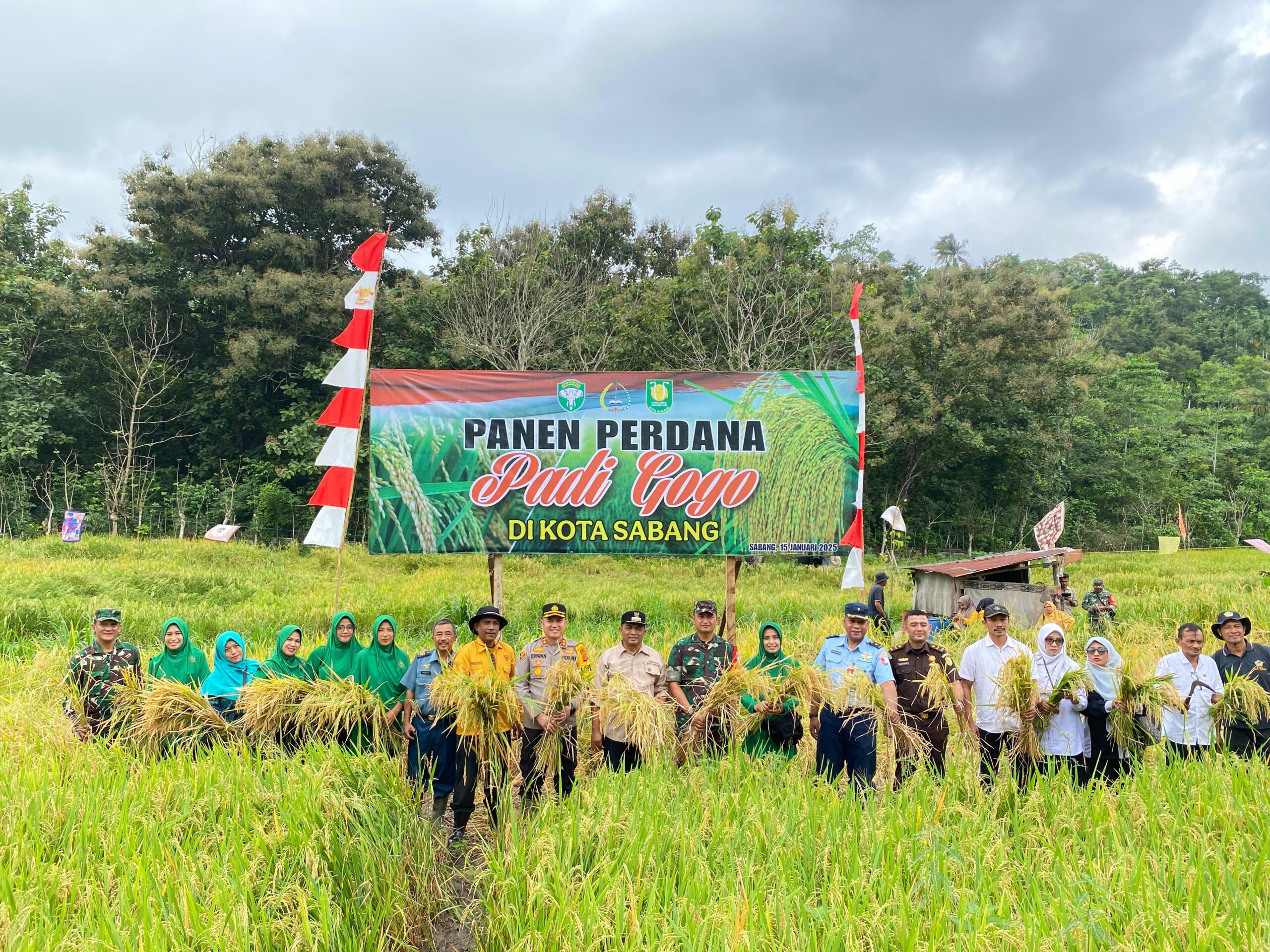 Pj. Wali Kota Dan Kapolres Sabang Hadiri Panen Perdana Padi Gogo