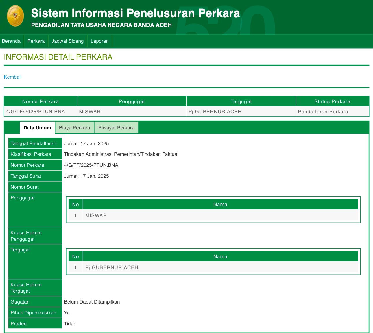 Proses Seleksi Kepala BPMA Bukan Kewenangan Pj Gubernur, Gugatan Kembali Dilayangkan