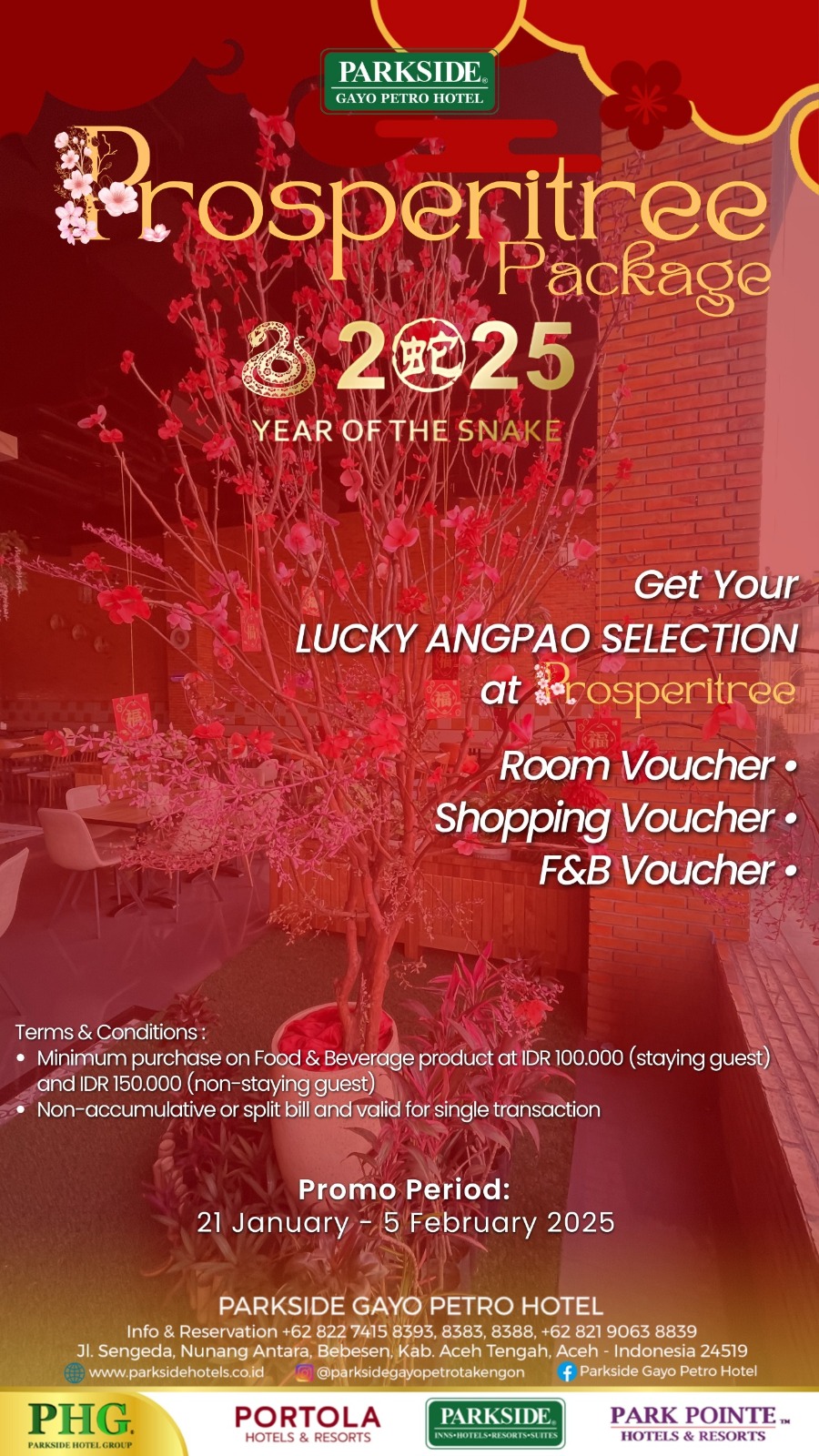 Sambut Imlek 2025, Parkside Gayo Hotel Bagikan Puluhan Voucher Di Pohon Angpao