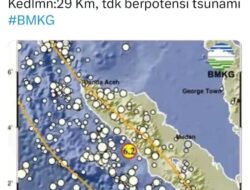 Aceh Diguncang Gempa 6.2 SR Dan Tidak Berpotensi Tsunami