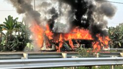 Bus Penumpang Ludes Terbakar Di Tol Medan-Kualanamu