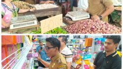 Wawako Binjai Hasanul Jihadi sidak pasar dan minimarket memastikan harga dan ketersedian pangan jelang Ramadhan dan Idul Fitri serta tidak adanya barang atau makanan yang kadaluarsa. (Waspada/ist)