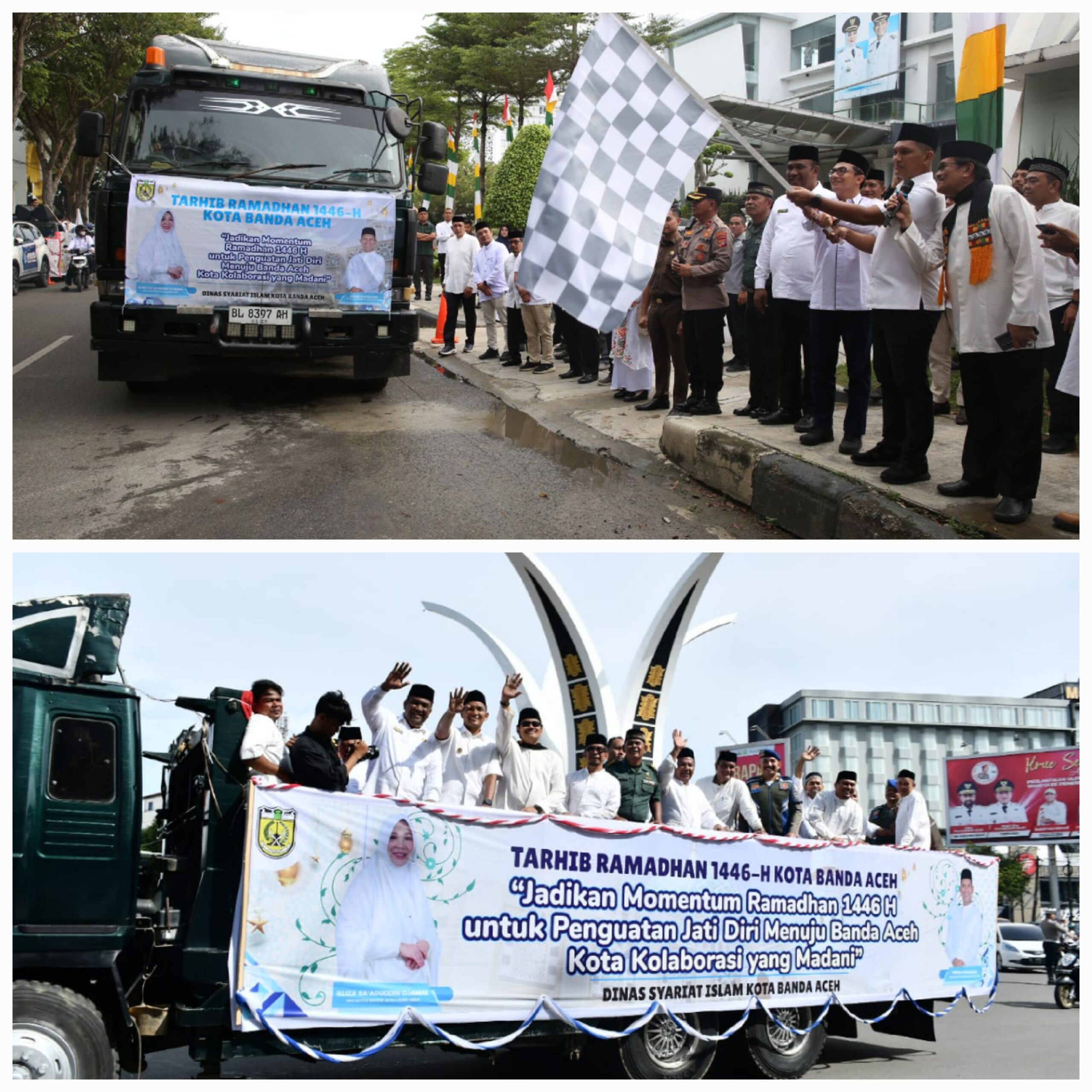 Wakil Wali Kota Banda Aceh Afdhal Khalilullah bersama Forkopimda menyemarakkan Targhib Ramadhan 1446 H dengan melintasi jalan-jalan protokol di Banda Aceh, Selasa (25/02/25).(Waspada/T.Mansursyah)