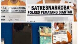 Polres Pematangsiantar melalui Sat Resnarkoba meringkus terduga pelaku membawa narkotika jenis sabu-sabu, sepasang kekasih, FB, 21, dan SOS, 20, di Jl. Handayani, Kel. Bukit Sofa, Kec. Sianțar Sitalasari, Selasa (25/2) pukul 17:30 dan menyita barang bukti sabu dan lainnya dari mereka serta meringkus RS, 33, di Jl. Persatuan, Kel. Sukadame, Kec. Sianțar Utara, Rabu (26/2) pukul 18:00 dan menyita barang bukti sabu dan ganja serta lainnya dari RS.(Waspada-Ist).