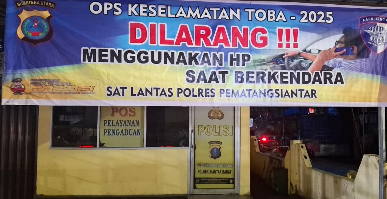 Polres P.Siantar Pasang Spanduk Imbauan Operasi Keselamatan Toba