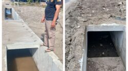 UDITCH Saluran drainase proyek Preservasi Jalan Nasional Doloksanggul-Siborongborong dipasang secara terbalik. Waspada/Andi Siregar