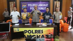 Kapolres Langkat, AKBP David Triyo Prasojo, SH, SIK, MSi, ketika memaparkan di Mapolres Langkat, Jum'at (14/02/2025).Waspada/ist