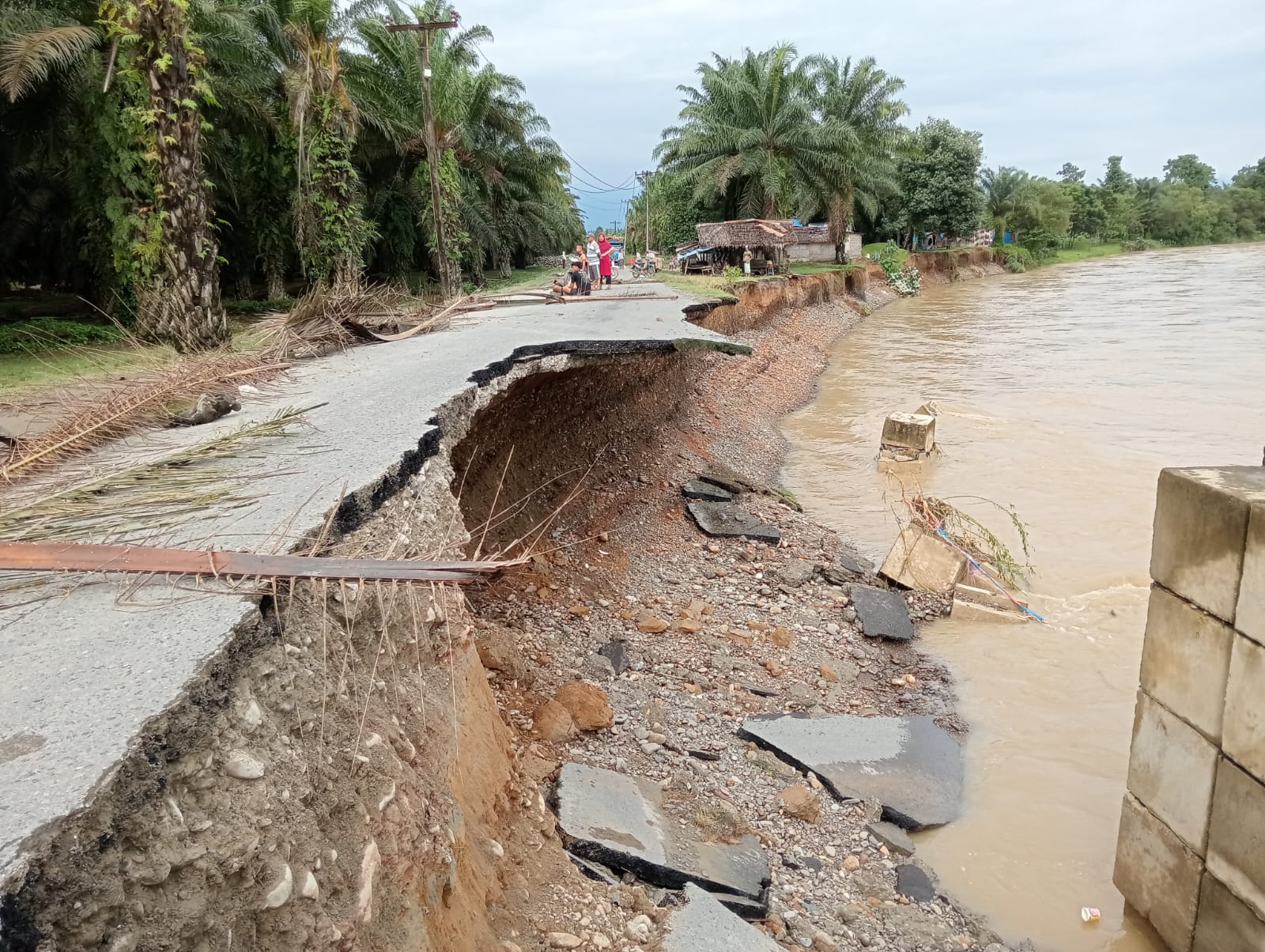 Jembatan Batang Serangan Tangkahan Amblas Akibat Abrasi