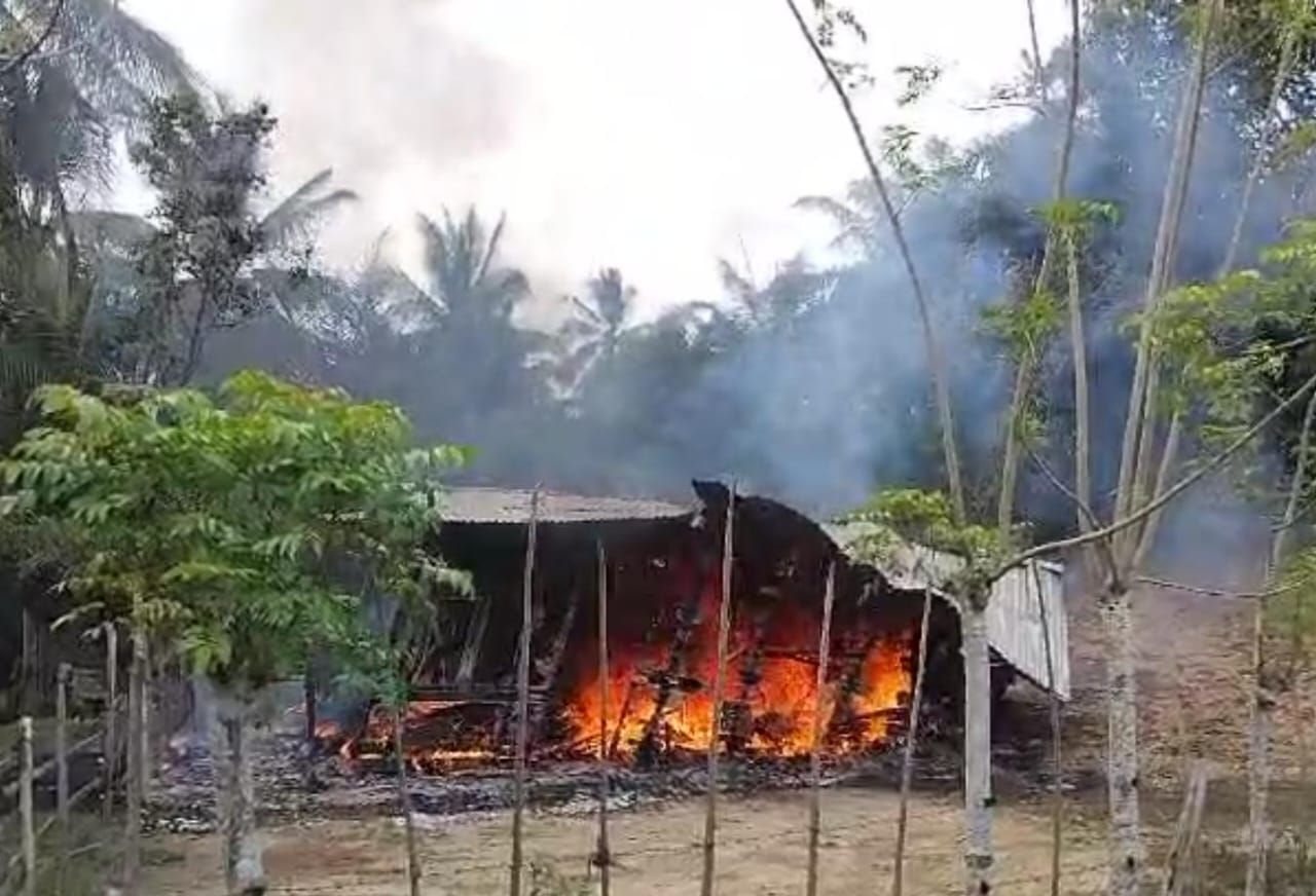 Pemilik Ke Tambak, Rumah Janda Dua Anak Ludes Terbakar