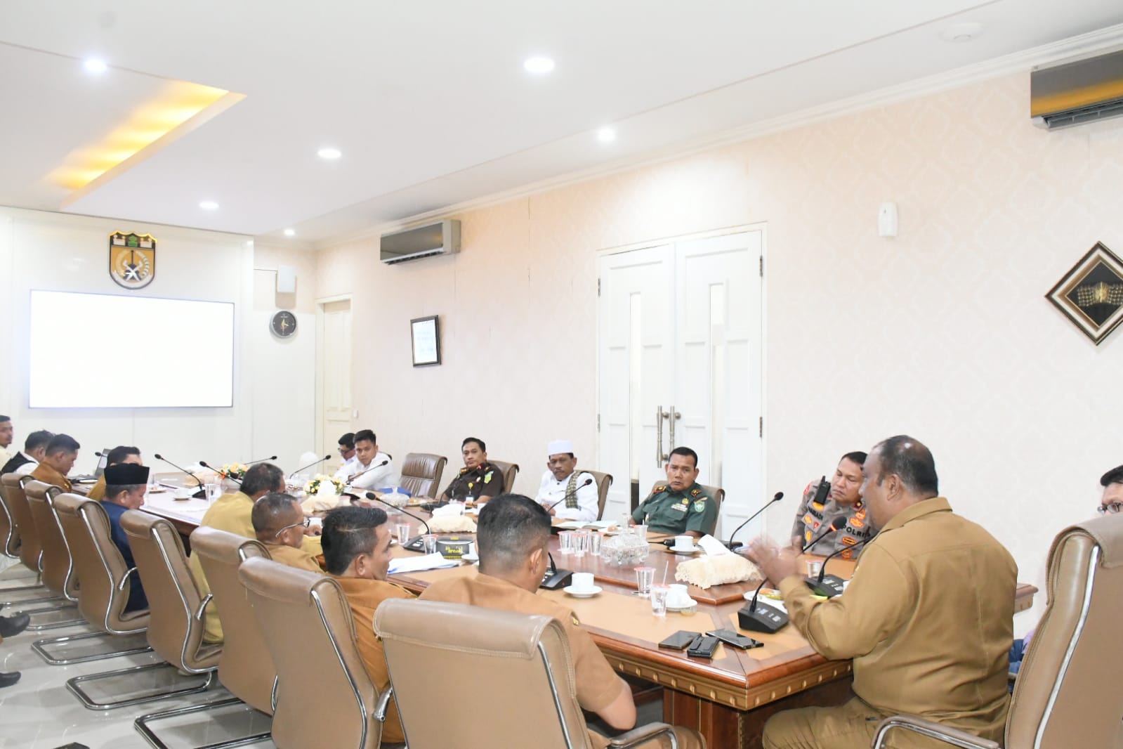 Forkopimda Banda Aceh mengeluarkan seruan bersama menyambut bulan suci Ramadhan 1446 H, Senin (24/02/25).Waspada/T.Mansursyah