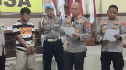 Kapolres Langsa, AKBP Andy Rahmansyah, SIK. SH. MH saat memberikan keterangan terkait pelaku utama, Noval Julianto, pembunuhan siswi MtsN yang ditemukan tewas dalam karung di Tabek Bunta, Nagari Sungai Tarab, Kabupaten Tanah Datar, Sumatera Barat, Selasa (25/2). Waspada/dede