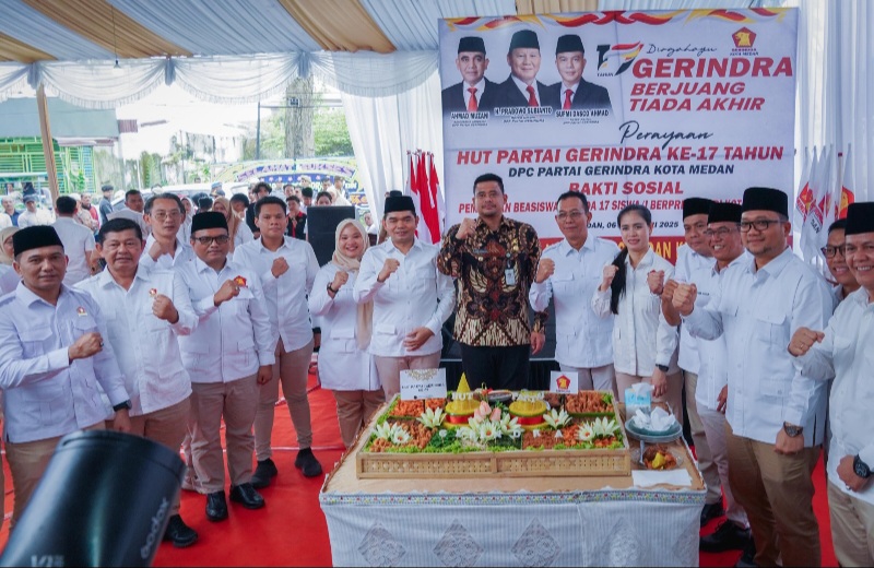 Dirgahayu ke-17 Partai Gerindra, Bobby Nasution: Selalu Dukung Pembangunan Yang Dilakukan Pemko Medan