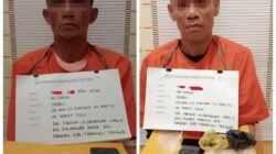 Dua tersangka pengedar Sabu inisial HZ Alias Ucok, 46, dan HS, 48, warga Pandan, Kabupaten Tapteng ditahan pihak Polres Tapteng. Waspada/ist