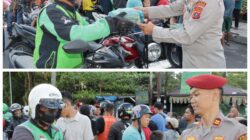 Kapolres Pematangsiantar AKBP Yogen Heroes Baruno menebar kebaikan bersama Kasat Reskrim Iptu Sandi Riz Akbar di bulan Ramadhan 1446 H dengan berbagi takjil kepada masyarakat menjelang berbuka puasa di depan lapangan parkir pariwisata, Jl. Merdeka, Sabtu (8/3) pukul 17:00.(Waspada-Ist).