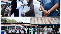 Wali Kota Banda Aceh Illiza Sa'aduddin Djamal menyerahkan bantuan kepada korban kebakaran di Gampong Ateuk Pahlawan, Kecamatan Baiturrahman, Banda Aceh, seraya memberikan motivasi dan semangat kepada korban, Rabu (12/03/25).(Waspada/T.Mansursyah)