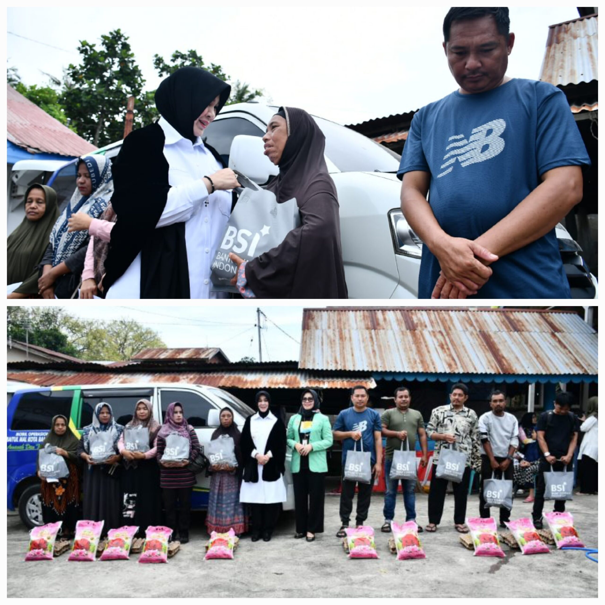 Wali Kota Banda Aceh Illiza Sa'aduddin Djamal menyerahkan bantuan kepada korban kebakaran di Gampong Ateuk Pahlawan, Kecamatan Baiturrahman, Banda Aceh, seraya memberikan motivasi dan semangat kepada korban, Rabu (12/03/25).(Waspada/T.Mansursyah)