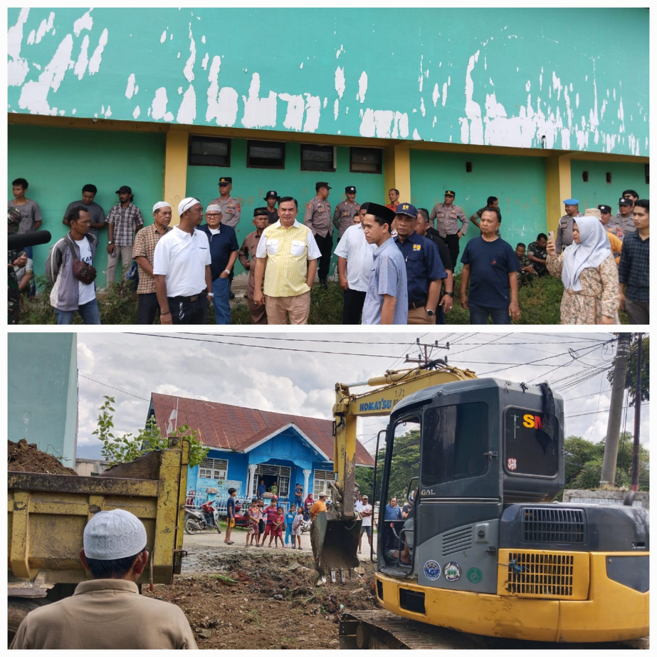 Bupati Salim Fakhry beserta rombongan saat meninjau lokasi pembangunan ruas jalan aternatif yang sedang dikerjakan. Waspada/Seh Muhammad Amin