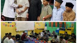 Kegiatan berbagi berkah, SD 2 Muhammadiyah Langsa dibarengi dengan santunan anak yatim dan buka puasa bersama, di lingkungan sekolah setempat, Sabtu (22/3). Waspada/Munawar