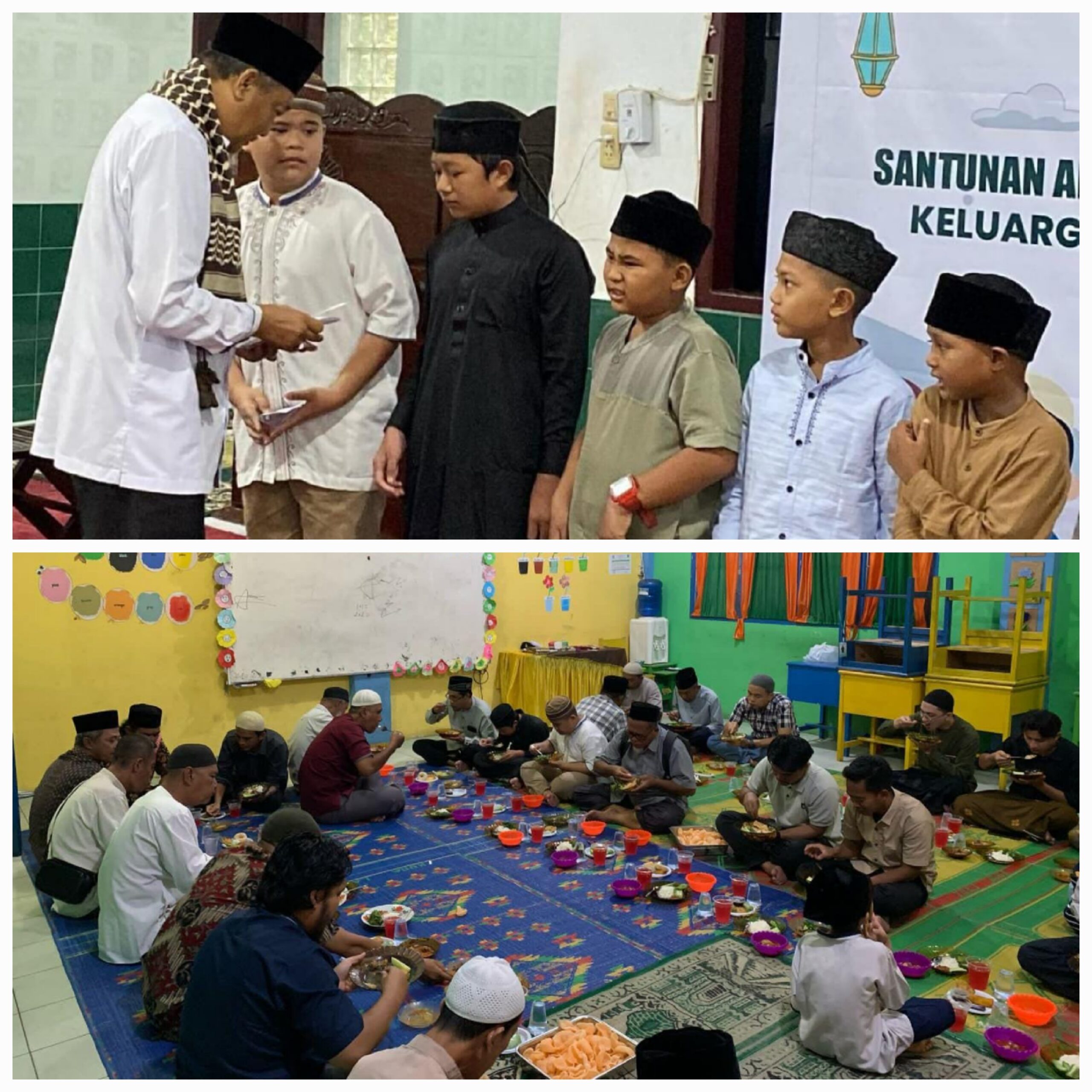 Kegiatan berbagi berkah, SD 2 Muhammadiyah Langsa dibarengi dengan santunan anak yatim dan buka puasa bersama, di lingkungan sekolah setempat, Sabtu (22/3). Waspada/Munawar