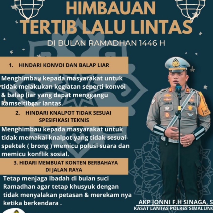 Imbauan Sat Lantas Polres Simalungun. Waspada/Ist