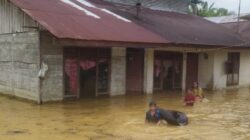 Rumah Warga yang terkena dampak banjir di Kabupaten Aceh Barat akibat hujan deras dan meluapnya Krueng Mereubo, Rabu (5/3).(Waspada/Ist)