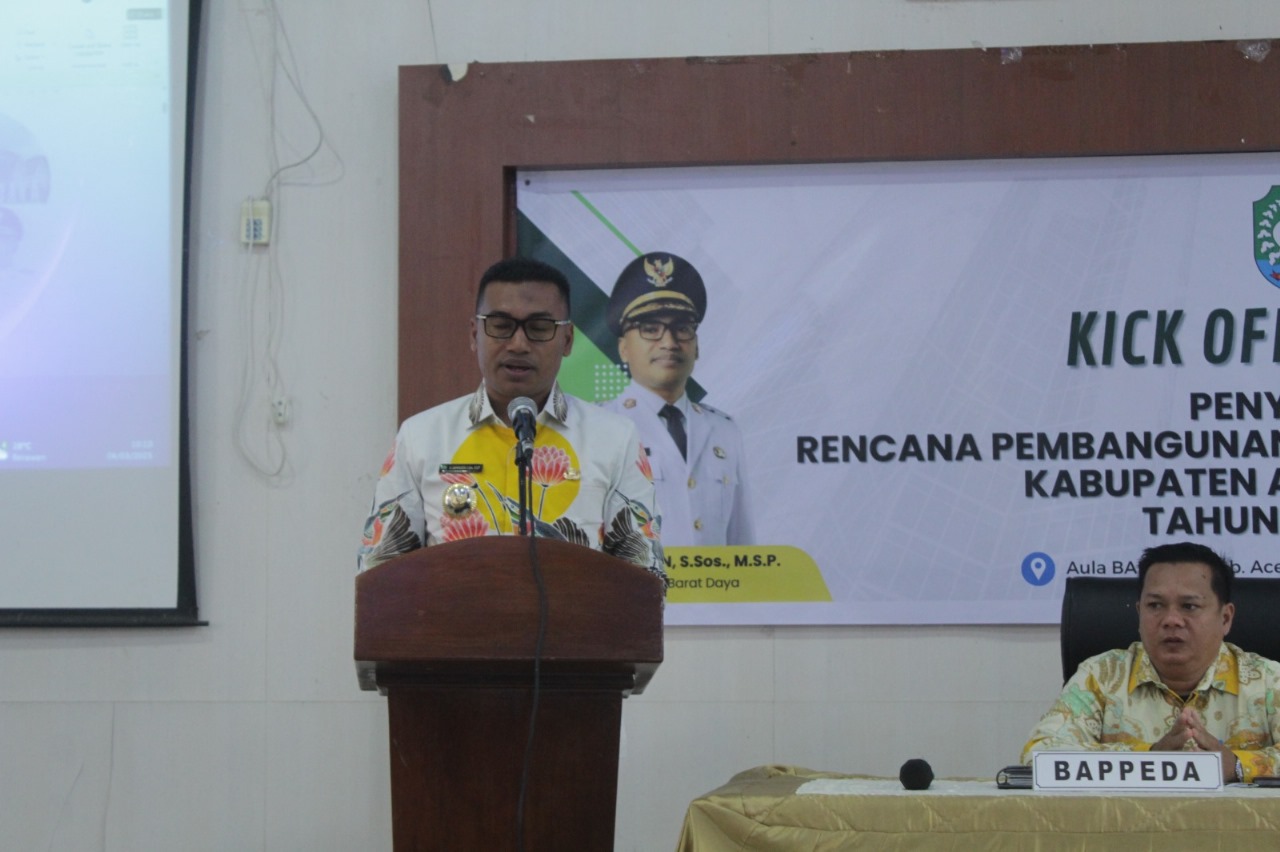 Bupati Abdya Safaruddin membuka kick off meeting RPJMD 2025-2029, di aula Tengku Dikila Bappeda Abdya. Kamis (6/3).Waspada/Syafrizal