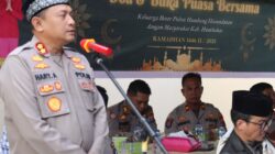 KAPOLRES Humbahas, AKBP Hary Ardianto menyampaikan sambutan dalam buka puasa bersama di Mapolres Humbahas. Waspada/Ist