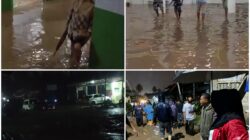 Kota Padangsidimpuan dikepung banjir usai hujan yang mengguyur sejak sekitar pukul 21:00 WIB. (Waspada/Sukri Falah Harahap)