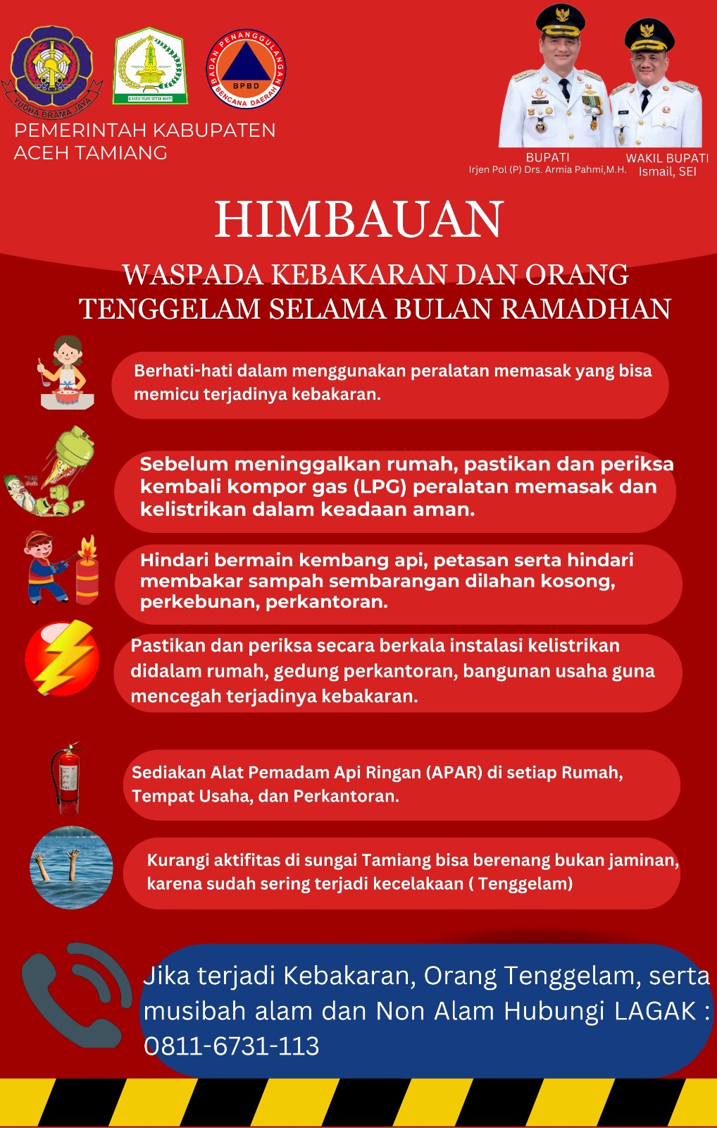 Imbauan kebakaran dan orang tenggelam selama Ramadan. (Waspada/Yusri).