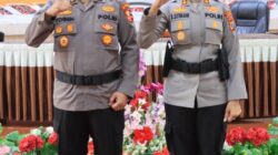 Polres Pematangsiantar melaksanakan penyambutan Kapolres baru AKBP Sah Udur Togi Marito Sitinjak, laporan satuan, farewell dan pelepasan Kapolres lama AKBP Yogen Heroes Baruno dan pelepasan Kapolres lama di Mapolres, Jl. Sudirman, Selasa (25/3).(Waspada-Ist).