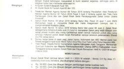 Surat keputusan bersama tentang penetapan zakat fitrah dan fidyah di Aceh Tenggara yang ditandatangani oleh Kepala Kantor Kementerian Agama Aceh Tenggara, Ketua Mahkamah Syariah Kutacane dan Majelis Permusyawaratan Ulama (MPU) Agara. Waspada/Seh Muhammad Amin